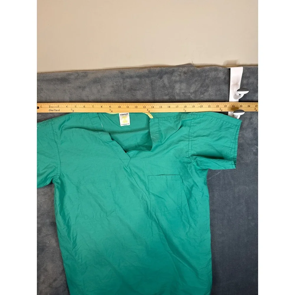 Standard Textile Scrub Set Small Teal Green V-Neck Top Drawstring Pants Medical